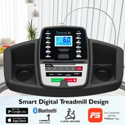 SereneLife Folding Treadmill - Foldable Home Fitness Equipment with LCD for Walking & Running - Cardio Exercise Machine - Preset and Adjustable Programs - Bluetooth Connectivity