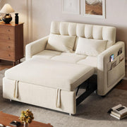DWVO 3-in-1 Convertible Sofa Bed, 55" Sleeper Sofa with Pull-Out Bed, Cat-Scratch-Proof Fabric Futon Couch with Adjustable Backrest and Side Pocket, Loveseat for Living Room Apartment, Grey