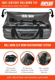 UNPLUG Ultimate Adventure Bag -1680D Heavy Duty Waterproof Travel Duffel Bags for Camping, Motorcycle Dry Bag, Waterproof Bags for Boating, Waterproof Duffle Backpack,Tactical Duffle Bag