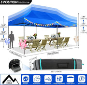 COBIZI 10x20 Heavy Duty Pop up Canopy Tent with 6 sidewalls Easy Up Commercial Outdoor Canopy Wedding Party Tents for Parties All Season Wind & Waterproof Gazebo with Roller Bag,Black(Frame Thickened)
