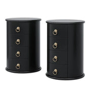 No Assembly Solid Wood End Table, Vintage Round Side Drawers Table
