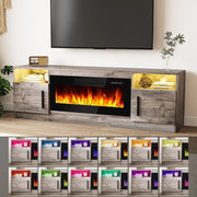 Bossin 70 Fireplace TV Stand with 36 Electric Fireplace, TV Stand for TVs Up to 80, 16 Colors LED Lights/Entertainment Center