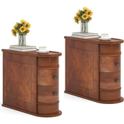 Solid Wood Chairside End Table, Two-Drawer Narrow Side Table Slim