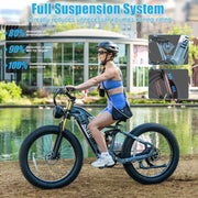 Electric Bike for Adults 26'', 1000W E - Mountain Bike 48V 30/20ah UL2849 Removable Battery, Fat Tire Ebike up to