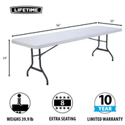 Lifetime Combo Set of (4) 8 - Foot Rectangle Folding Tables & (32) Chairs, Indoor/Outdoor Use, White (80147)