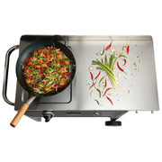 Cuisinart Outdoor Wok Station, 50,000 BTU Propane Outdoor Wok Burner w Prep Table, 14" Carbon Steel Wok for Stir Fry, Searing, BBQ  Black