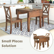 3-Piece Wood Drop Leaf Breakfast Nook Dining Table Set with 2 X-back Chairs for Small Places