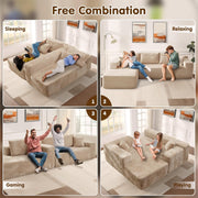 ovios 104" Cloud Sectional Couch with L-Shape Chaise,Modern Modular Sofa with Deep Seat, Upholstered Couches for Living Room Bedroom,No Assembly Required, Grey (Plush Corduroy Fabric)