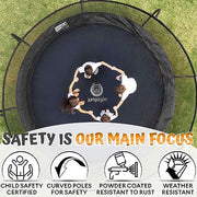 JUMPZYLLA Recreational Trampoline with Enclosure and Ladder, Galvanized Anti-Rust Coating