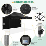 COBIZI 10x20 Heavy Duty Pop up Canopy Tent with 6 sidewalls Easy Up Commercial Outdoor Canopy Wedding Party Tents for Parties All Season Wind & Waterproof Gazebo with Roller Bag,Black(Frame Thickened)