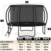 JUMPZYLLA Recreational Trampoline with Enclosure and Ladder, Galvanized Anti-Rust Coating