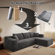 ovios 104" Cloud Sectional Couch with L-Shape Chaise,Modern Modular Sofa with Deep Seat, Upholstered Couches for Living Room Bedroom,No Assembly Required, Grey (Plush Corduroy Fabric)