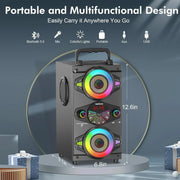 Speakers, 60W Portable Wireless Loud Outdoor Home Party Bluetooth Speaker with Subwoofer, FM Radio, LED Colorful Lights, Microphone, Remote and Big Powerful Stereo Deep Bass Sound Boombox