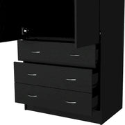 19 Modern Double-door Armoire with 3 Drawers and 1 Hanging Rod for Bedroom