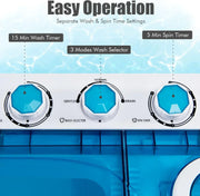 COSTWAY Double Tub 26 lb Capacity Laundry 18 lb 8 lb Spin Combo Drain Pump Washing Machine