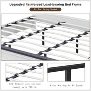 Farmhouse King Wood Bed Frame with Headboard, Platform Bedframe