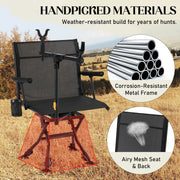 Danrelax 360 Silent Camo Hunting Blind Chair, Armrests, Side Pouch, Telescopic Legs
