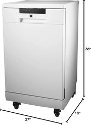 Portable Dishwasher, 18in Wide, 8 Place Settings Capacity, White