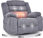 Electric rotary rocker lounge chair for adults with massage and calories, USB and C charging ports