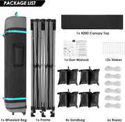 COBIZI 10x20 Heavy Duty Pop up Canopy Tent with 6 sidewalls Easy Up Commercial Outdoor Canopy Wedding Party Tents for Parties All Season Wind & Waterproof Gazebo with Roller Bag,Black(Frame Thickened)