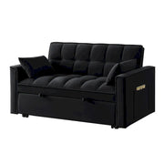 4 in1 Loveseat Sofa Bed with Armrests & Storage Pockets, Multi-Function Tufted Pull-out Sofa Bed with Adjustable Backrest