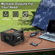 Solar Portable Power Station 2000 Amps Jump Starter, 260 PSI Air Compressor, 12V Car Battery Charger with 400W Inverter Dual AC/DC/USB Output, Emergency Backup Power with Flashlights