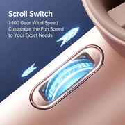 Portable Handheld Fan,Speed(1-100) Adjustable Turbo Mini Fan,5000mAh Battery Rechargeable Personal Fan with Metal Body,Digital Display,Gifts for Women Men Travel/Camping/Outdoor-Grey