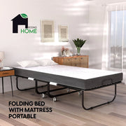 Econohome Folding Bed with Mattress - 75x31 Cot Size Bed Frame - Portable Foldable Roll Away Adult Bed for Guest - 5