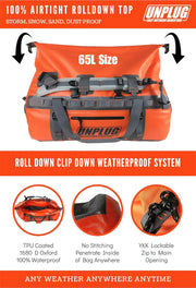 UNPLUG Ultimate Adventure Bag -1680D Heavy Duty Waterproof Travel Duffel Bags for Camping, Motorcycle Dry Bag, Waterproof Bags for Boating, Waterproof Duffle Backpack,Tactical Duffle Bag