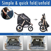Jogging Sports Stroller with Comfort Rubber Wheels/Zipper-Less Entry/1-Hand Quick Fold/Aluminum Frame for Small/Medium Dogs Cats and Pets (Green Camo)