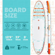 FunWater Inflatable Stand Up Paddle Board with Premium SUP Paddle Accessories, Non-Slip EVA Deck, 11'/10'6' Paddle