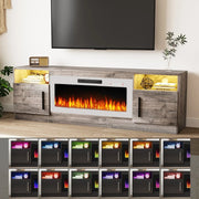 Bossin 70 Fireplace TV Stand with 36 Electric Fireplace, TV Stand for TVs Up to 80, 16 Colors LED Lights/Entertainment Center