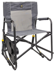 GCI Outdoor Freestyle Rocker with Side Table Foldable Rocking Camp Chair, Heathered Pewter