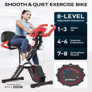 Pooboo 3 In 1 Foldable Exercise Bike Indoor Cycling Bike Workout 300Lb