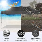 COBIZI 10x20 Heavy Duty Pop up Canopy Tent with 6 sidewalls Easy Up Commercial Outdoor Canopy Wedding Party Tents for Parties All Season Wind & Waterproof Gazebo with Roller Bag,Black(Frame Thickened)