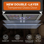 24'' Wine Cooler Refrigerator - 46 Bottle Wine Fridge Dual Zone with Modern Touch Intelligent Digital 40°-65°F Low Noise, Built in or Freestanding Wine Cooler for Home and Kitchen