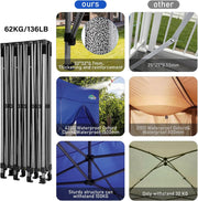 COBIZI 10x20 Heavy Duty Pop up Canopy Tent with 6 sidewalls Easy Up Commercial Outdoor Canopy Wedding Party Tents for Parties All Season Wind & Waterproof Gazebo with Roller Bag,Black(Frame Thickened)