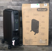 De'Longhi Oil Filled Radiator Space Heater, Quiet 1500W, Adjustable Thermostat, 3 Heat Settings, Timer, Energy Saving, Safety Features, White, Dragon TRD40615EBKCA, Black