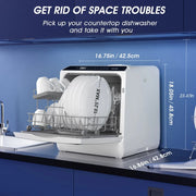 Portable Countertop Dishwasher with 5-Liter Built-In Water Tank and Air-Dry Function, 5 Washing Programs