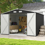 Aoxun 10 x 12FT Outdoor Storage Shed with Double Hinged Large Door Utility Garden Shed