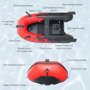 Inflatable Boat | Yacht Dinghy Tender Raft | Multi Person Fishing Boat | Aluminum Floor Oars | Fishing Rod Holders | Heavy-Duty PVC | 2024 Model |