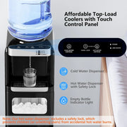 Top Loading Water Dispenser with Ice Maker, Hot & Cold, 5 Gallon, Child Lock, Black