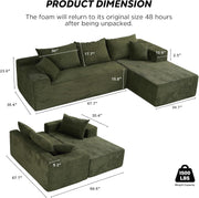 Cloud Sectional Couch with L-Shape Chaise,Modern Modular Sofa with Deep Seat, Upholstered Couches for Living Room Bedroom,No Assembly Required, Beige (Left Facing Chaise)