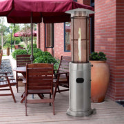 41000 BTU Standing Propane Patio Heater with Wheels, Stainless Steel Round Glass Tube Gas Outdoor Heater