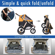 Jogging Sports Stroller with Comfort Rubber Wheels/Zipper-Less Entry/1-Hand Quick Fold/Aluminum Frame for Small/Medium Dogs Cats and Pets (Green Camo)