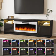 Bossin 70 Fireplace TV Stand with 36 Electric Fireplace, TV Stand for TVs Up to 80, 16 Colors LED Lights/Entertainment Center