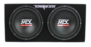 MTX 12" Dual Loaded Car Subwoofer w/Sub Box, Amplifier, & QPower Wiring Kit