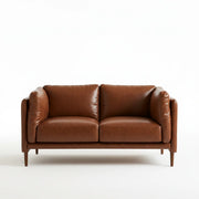 59 Inch Brown PU Leather Loveseat Sofa Wide Seat