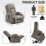 Lazy Boy Power Lift Recliner Chair, Modern Single Motor Massage Sofa Chair with Lumbar Heating, USB Charging Port, Cup Holders