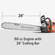 460 Rancher Gas Powered Chainsaw, 60.3-cc 3.6-HP, 2-Cycle X-Torq Engine, 24 Inch Chainsaw with Automatic Adjustable Oil Pump, For Wood Cutting, Tree Trimming and Land Clearing